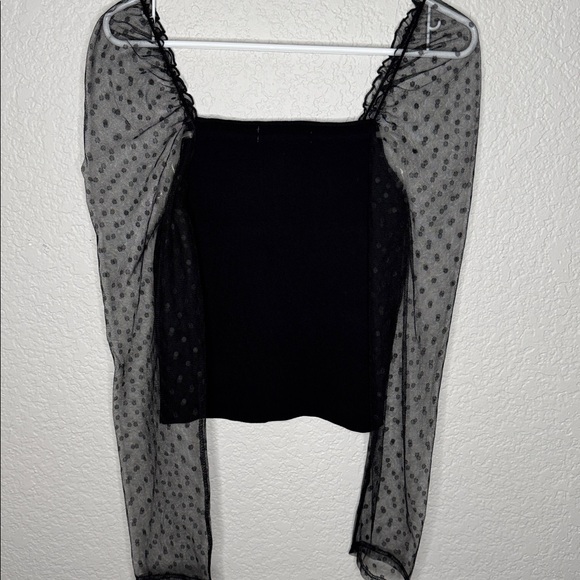 NWT Petal & Pup Rigala Top Black Ribbed Sheer Square Neck Size Medium Whimsigoth - Picture 7 of 8